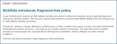 Sick Kids Hospital Fragrance-free Policy